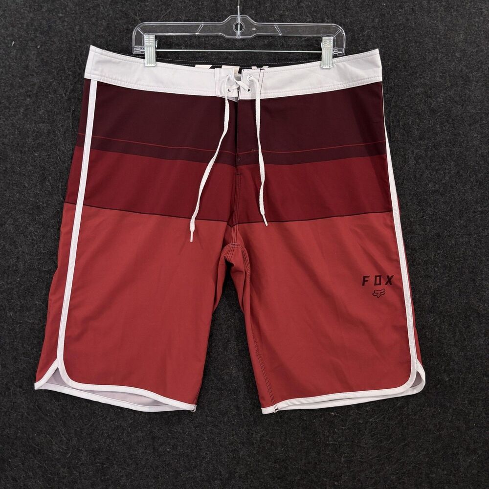 Fox Board Shorts Men's 36 Red Colorblock Swim Trunks Quick Dry Pockets 11"